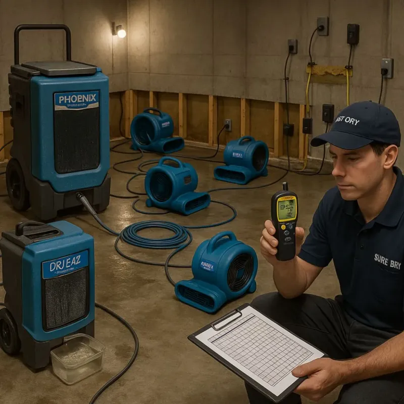 Structural Drying and Dehumidification process in Earlham, IA